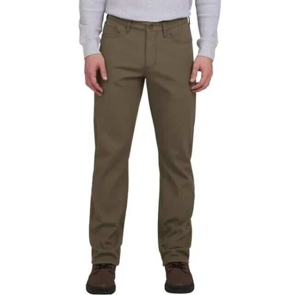 Weatherproof Vintage Mens Bonded Fleece Lined Canvas Pants Green 32W x 29L‎ NEW! - Picture 1 of 6